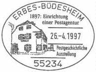 Postgeschichtliche Ausstellung '100 Jahre Einrichtung einer Postagentur' am 26.04.1997 in Erbes-B�desheim
